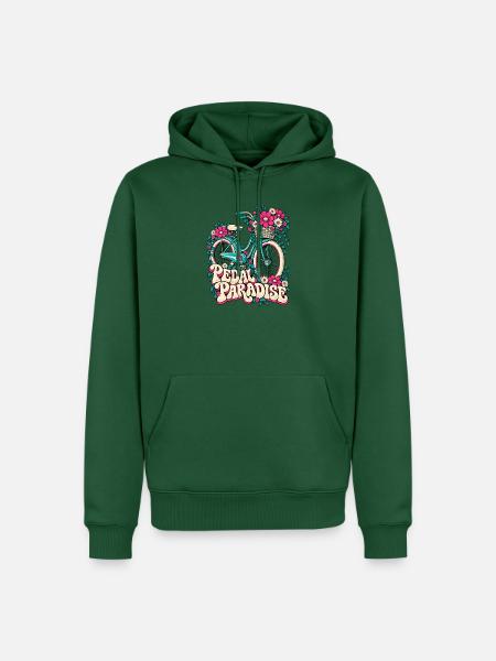 Pedal Paradise Blumenrad Illustration - Männer Premium Bio Hoodie - Flaschengrün