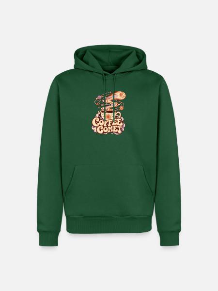 Kaffeekomet Kosmos-Illustration - Männer Premium Bio Hoodie - Flaschengrün