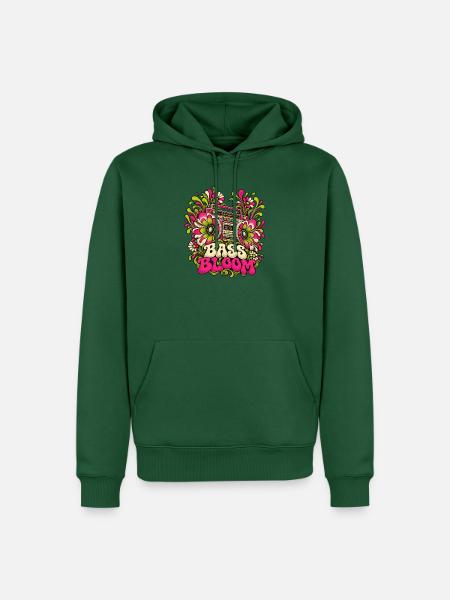 Bass Bloom Neon-Blüten Boombox - Männer Premium Bio Hoodie - Flaschengrün