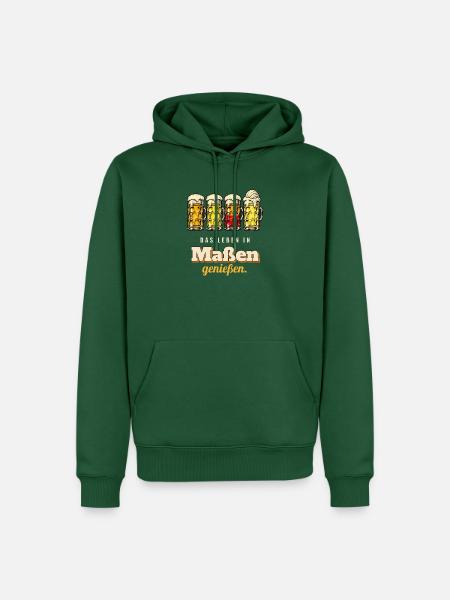 Das Leben in Maßen genießen - Männer Premium Bio Hoodie - Flaschengrün