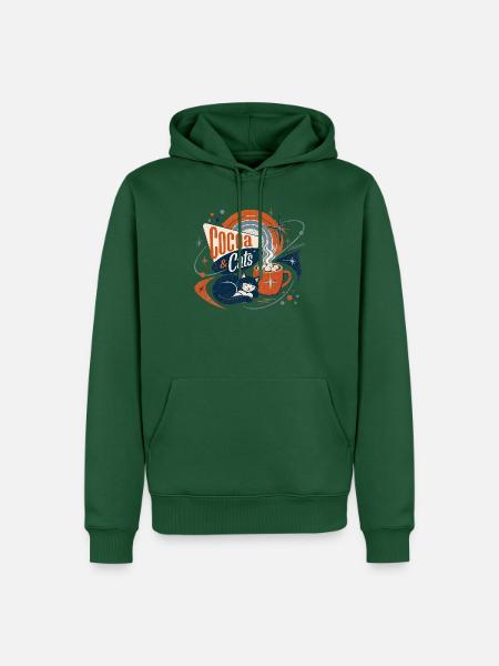 Kakao & Katzen Retro - Männer Premium Bio Hoodie - Flaschengrün
