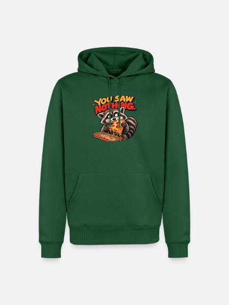 Pizza Thief Waschbär – Spaßiger Retro-Stil - Männer Premium Bio Hoodie - Flaschengrün