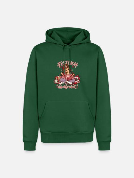 Lustiger Weihnachsspruch - festlich überfordert - Männer Premium Bio Hoodie - Flaschengrün