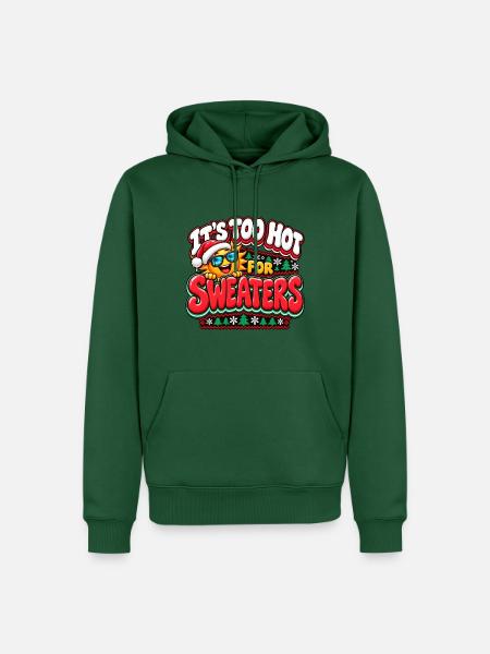 Zu heiß für Pullover – Weihnachtssonne - Männer Premium Bio Hoodie - Flaschengrün