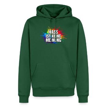 Hass ist keine Meinung Farbexplosion - Männer Premium Bio Hoodie - Flaschengrün - Vorne - Nico (187cm)