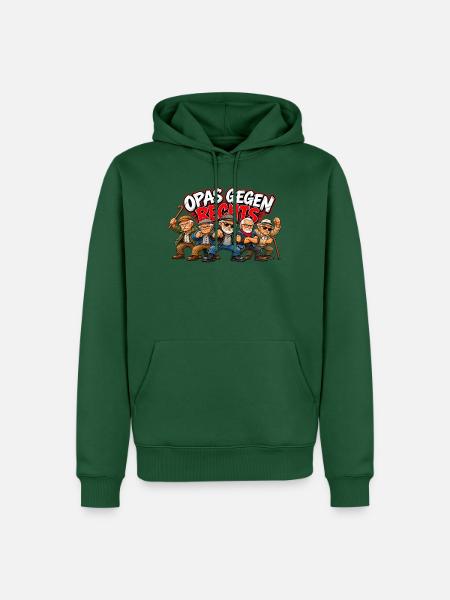 Opas Gegen Rechts Cartoon - Männer Premium Bio Hoodie - Flaschengrün