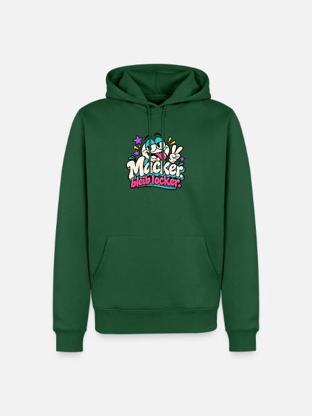 Macker bleibt locker – Fröhlicher Cartoon - Männer Premium Bio Hoodie - Flaschengrün