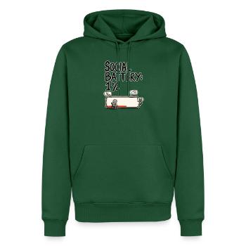Social Battery 1 % – Soziale Batterie Leer Humor - Männer Premium Bio Hoodie - Flaschengrün - Vorne - Nico (187cm)