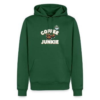 Coffee Junkie - Kaffeebohnen und Tasse - Männer Premium Bio Hoodie - Flaschengrün - Vorne - Nico (187cm)
