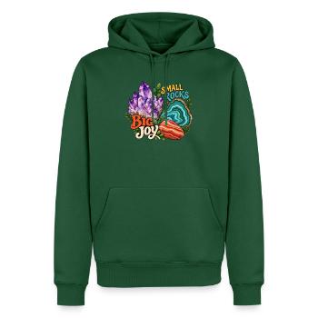Small Rocks Big Joy: Steine sammeln - Männer Premium Bio Hoodie - Flaschengrün - Vorne - Nico (187cm)