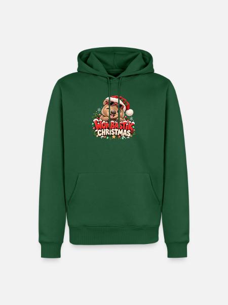 Wombastik Christmas Wombat mit Sonnenbrille - Männer Premium Bio Hoodie - Flaschengrün