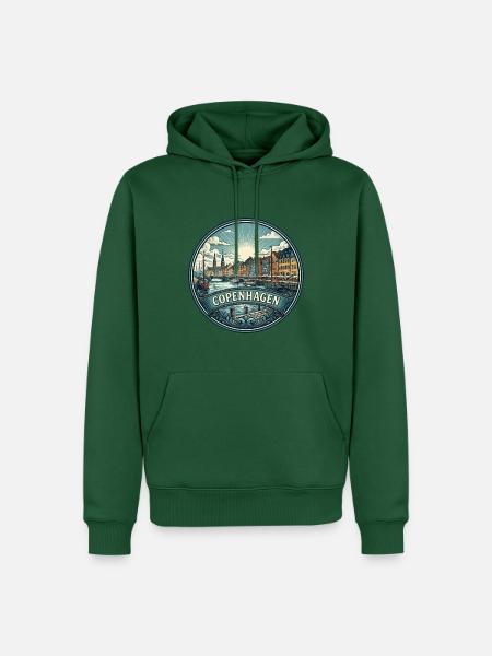 Kopenhagen, Dänemark Reiseabzeichen Nyhavn Souvenir - Männer Premium Bio Hoodie - Flaschengrün