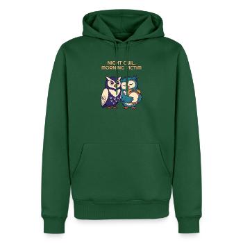 Nachteule Morgenopfer Lustige Eule - Männer Premium Bio Hoodie - Flaschengrün - Vorne - Nico (187cm)