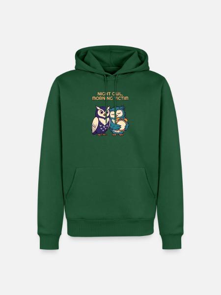 Nachteule Morgenopfer Lustige Eule - Männer Premium Bio Hoodie - Flaschengrün