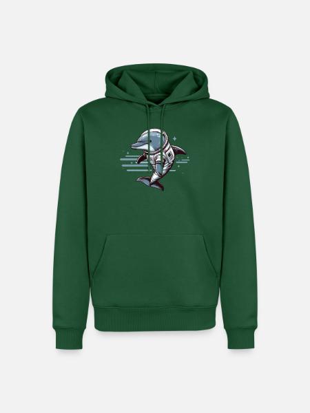 Delfin im Raumanzug – Blau - Männer Premium Bio Hoodie - Flaschengrün