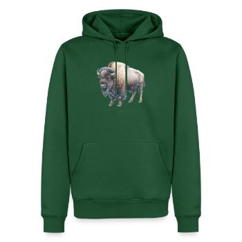 Europäische Bisons im Winter - Männer Premium Bio Hoodie - Flaschengrün - Vorne - Nico (187cm)
