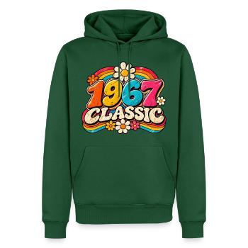 1967 Klassische Regenbogenblumen - Männer Premium Bio Hoodie - Flaschengrün - Vorne - Nico (187cm)