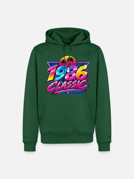 Neonpalmen 1986 Retro - Männer Premium Bio Hoodie - Flaschengrün