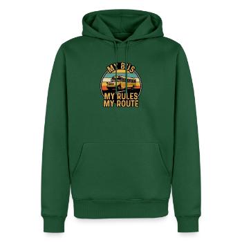 Mein Bus bestimmt meine Route - Männer Premium Bio Hoodie - Flaschengrün - Vorne - Nico (187cm)