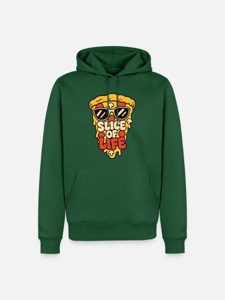 Pizza mit Sonnenbrille – Slice of Life - Männer Premium Bio Hoodie - Flaschengrün