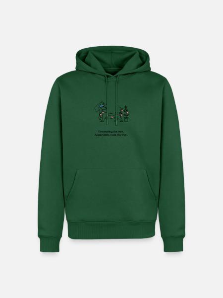 Der Dackel wird zum Weihnachtsbaum - Männer Premium Bio Hoodie - Flaschengrün