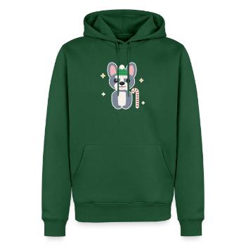 Französische Bulldogge mit Zuckerstange - Männer Premium Bio Hoodie - Flaschengrün - Vorne - Nico (187cm)