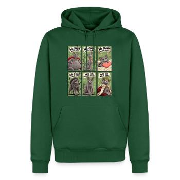 Wie andere mich sehen – Lustiges Katzenmotiv - Männer Premium Bio Hoodie - Flaschengrün - Vorne - Nico (187cm)