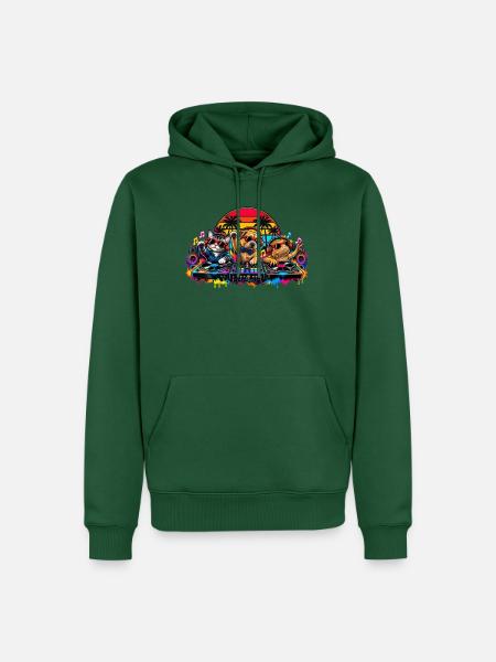 Palm Party DJ Pals - Männer Premium Bio Hoodie - Flaschengrün
