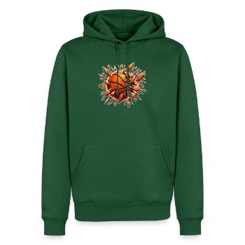 Basketball Zerspringt Glas Explosion Sport Shirt - Männer Premium Bio Hoodie - Flaschengrün - Vorne - Nico (187cm)