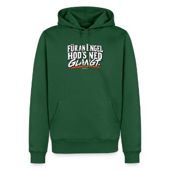 Engeltext Schwarzweiß mit Orange Schwung - Männer Premium Bio Hoodie - Flaschengrün - Vorne - Nico (187cm)