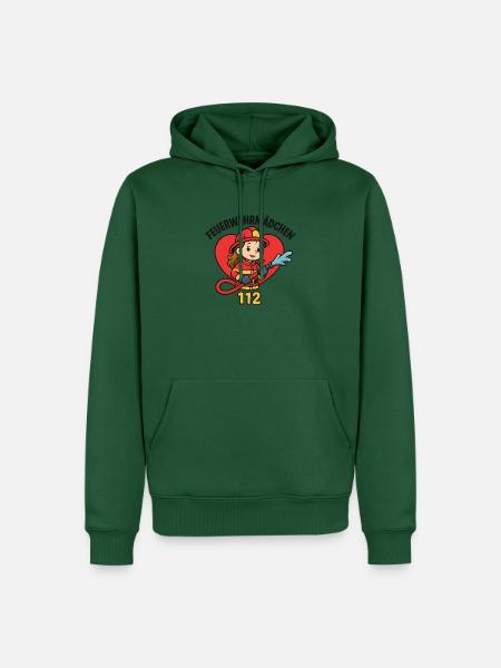Feuerwehrmädchen 112 Herz - Männer Premium Bio Hoodie - Flaschengrün