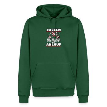 Joggen ist für mich wie Sterben mit Anlauf - Männer Premium Bio Hoodie - Flaschengrün - Vorne - Nico (187cm)