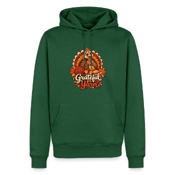Dankbar für das Garnhäkel-Thanksgiving-Hemd - Männer Premium Bio Hoodie - Flaschengrün - Vorne - Nico (187cm)