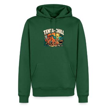 Tenta-Chill – Entspannter Oktopus am Grill - Männer Premium Bio Hoodie - Flaschengrün - Vorne - Nico (187cm)