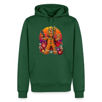 Christmas Lebkuchenmann Couch-Dad Superheld - Männer Premium Bio Hoodie - Flaschengrün - Vorne - Nico (187cm)