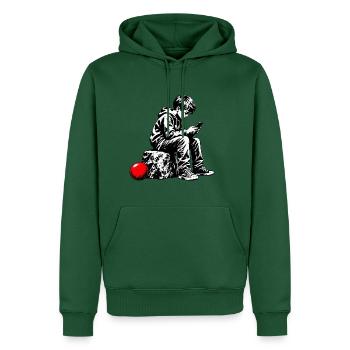 Schwarzweiß Jugend am Handy - Männer Premium Bio Hoodie - Flaschengrün - Vorne - Nico (187cm)