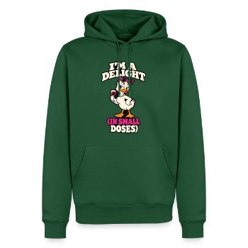 Ich bin ein Vergnügen in kleinen Dosen frechen Entenwein - Männer Premium Bio Hoodie - Flaschengrün - Vorne - Nico (187cm)