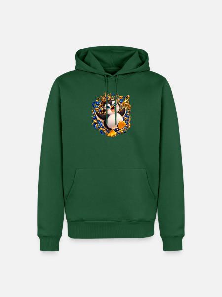Königlicher Pinguin mit Musikglanz - Männer Premium Bio Hoodie - Flaschengrün