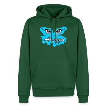 Arezza Blue Eyes-Logo auf Splash - Männer Premium Bio Hoodie - Flaschengrün - Vorne - Nico (187cm)