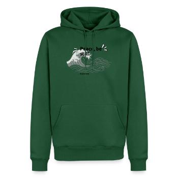 Markus 4,39 Friede, sei still. - Männer Premium Bio Hoodie - Flaschengrün - Vorne - Nico (187cm)