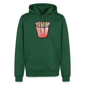 Aquarellpommes frites in Pink Cup - Männer Premium Bio Hoodie - Flaschengrün - Vorne - Nico (187cm)