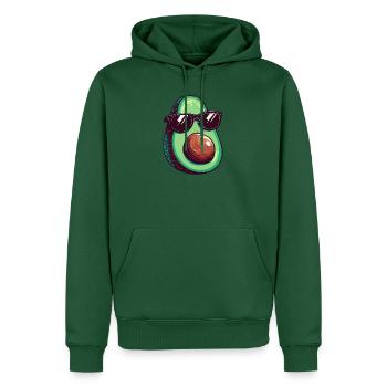 Avocado mit dunkler Sonnenbrille - Männer Premium Bio Hoodie - Flaschengrün - Vorne - Nico (187cm)