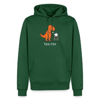 Tea Rex Teezeit Dino - Männer Premium Bio Hoodie - Flaschengrün - Vorne - Nico (187cm)