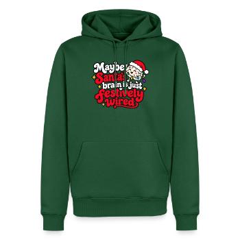 Vielleicht Santas Gehirn festlich verrückt - Männer Premium Bio Hoodie - Flaschengrün - Vorne - Nico (187cm)