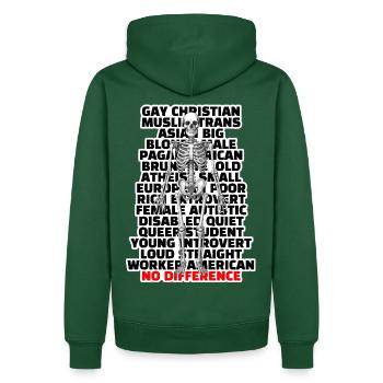 No Difference - Männer Premium Bio Hoodie - Flaschengrün - Hinten - Nico (187cm)