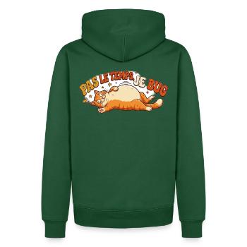 Humor-Katze – No Time I Bug - Männer Premium Bio Hoodie - Flaschengrün - Hinten - Nico (187cm)