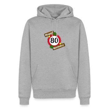 80. Geburtstag , Happy Birthday 80 (25) - Männer Premium Bio Hoodie - Grau meliert - Vorne - Thijin (182cm)