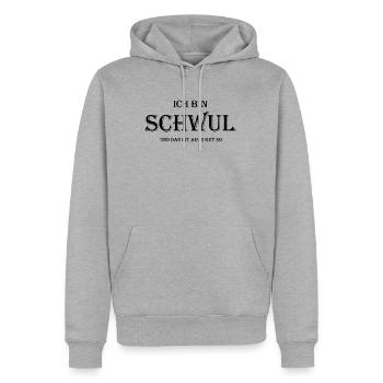 Ich bin schwul - Männer Premium Bio Hoodie - Grau meliert - Vorne - Thijin (182cm)