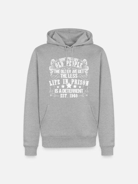 1960 Lebenslang - Männer Premium Bio Hoodie - Grau meliert