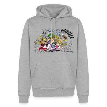 Asterix & Obelix Schlägerei - Männer Premium Bio Hoodie - Grau meliert - Vorne - Thijin (182cm)